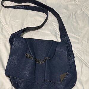Carlos Falchi Navy Leather Crossbody Bag